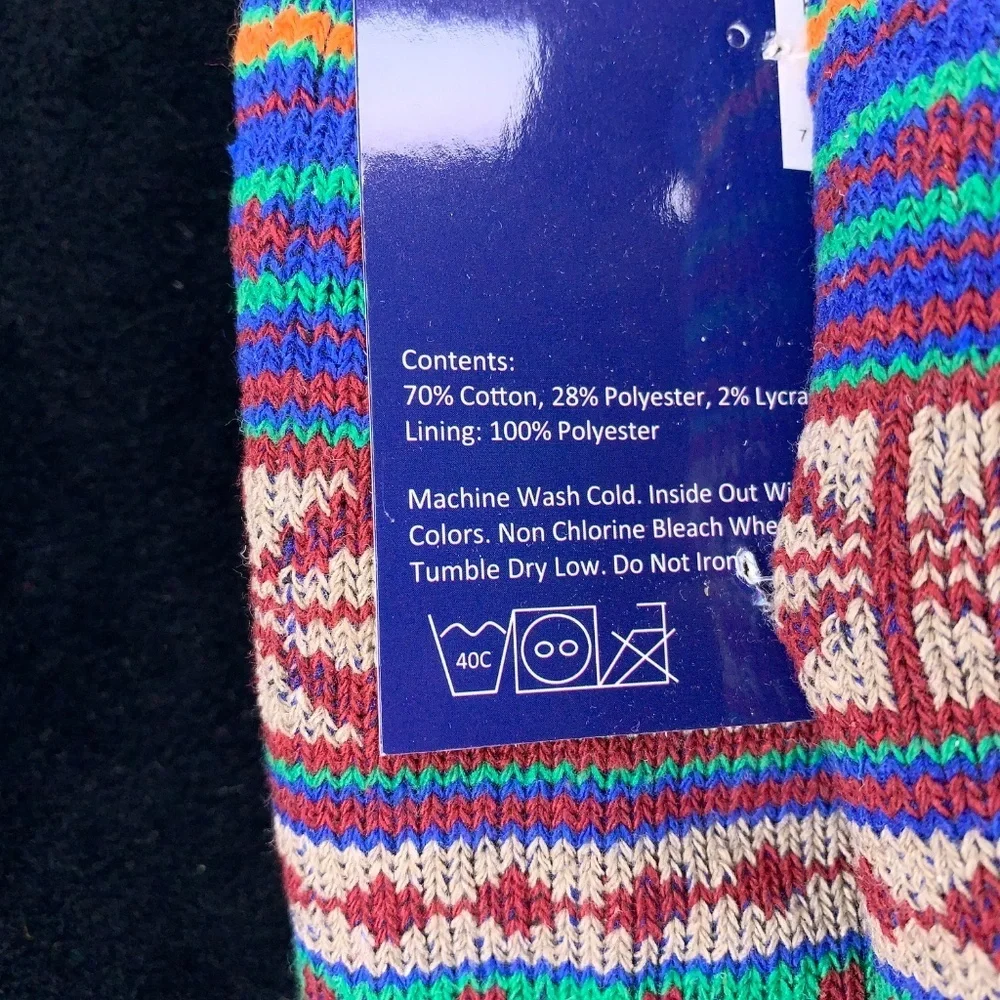 New Alotta Knits Knitted Texting Gloves Faux Sherpa Cozy Colorful Print